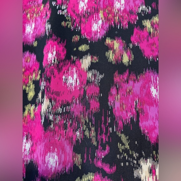 NWT Nine West Womens Print Pink Black Colorful Lined Sheer Blouse Turtleneck Sm - Picture 2 of 12